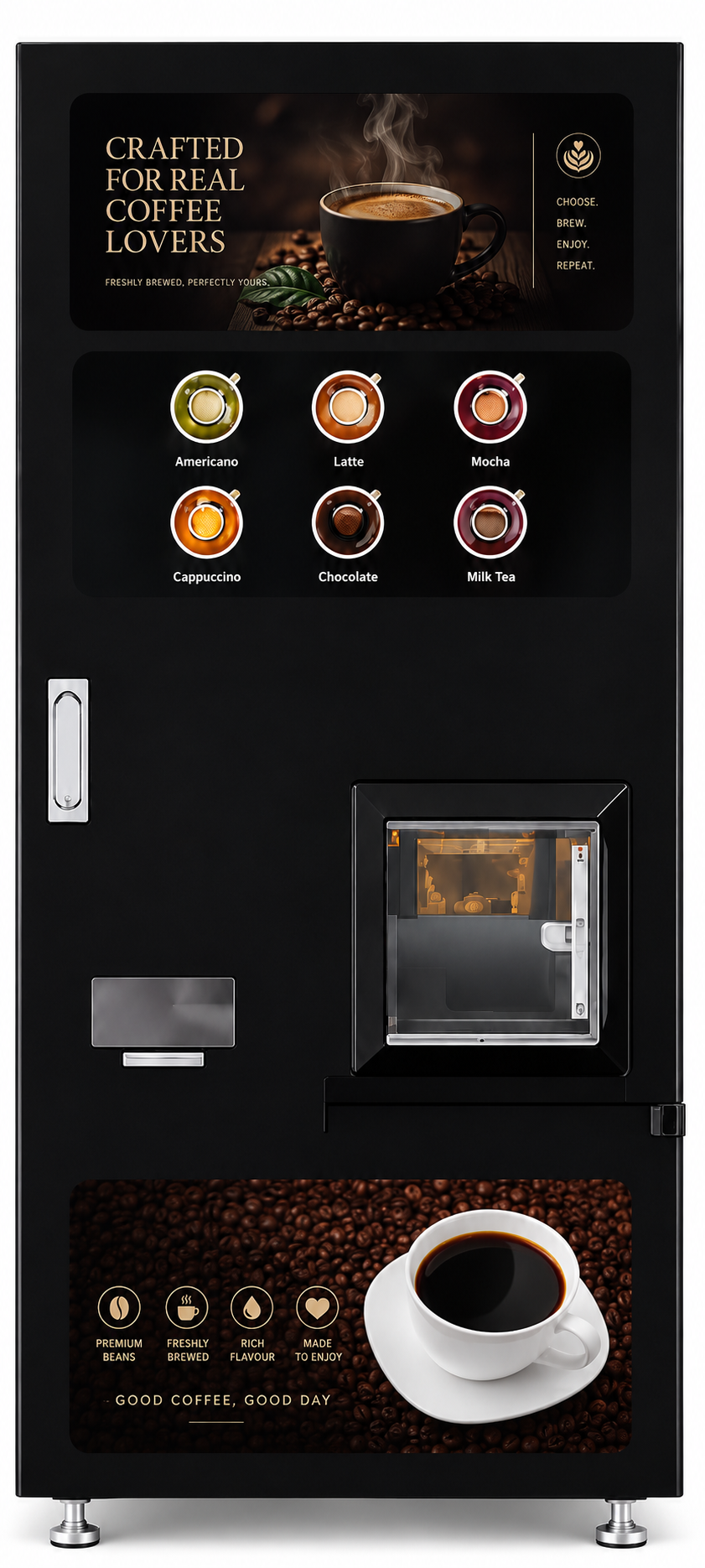 Bean-to-cup coffee vending machine