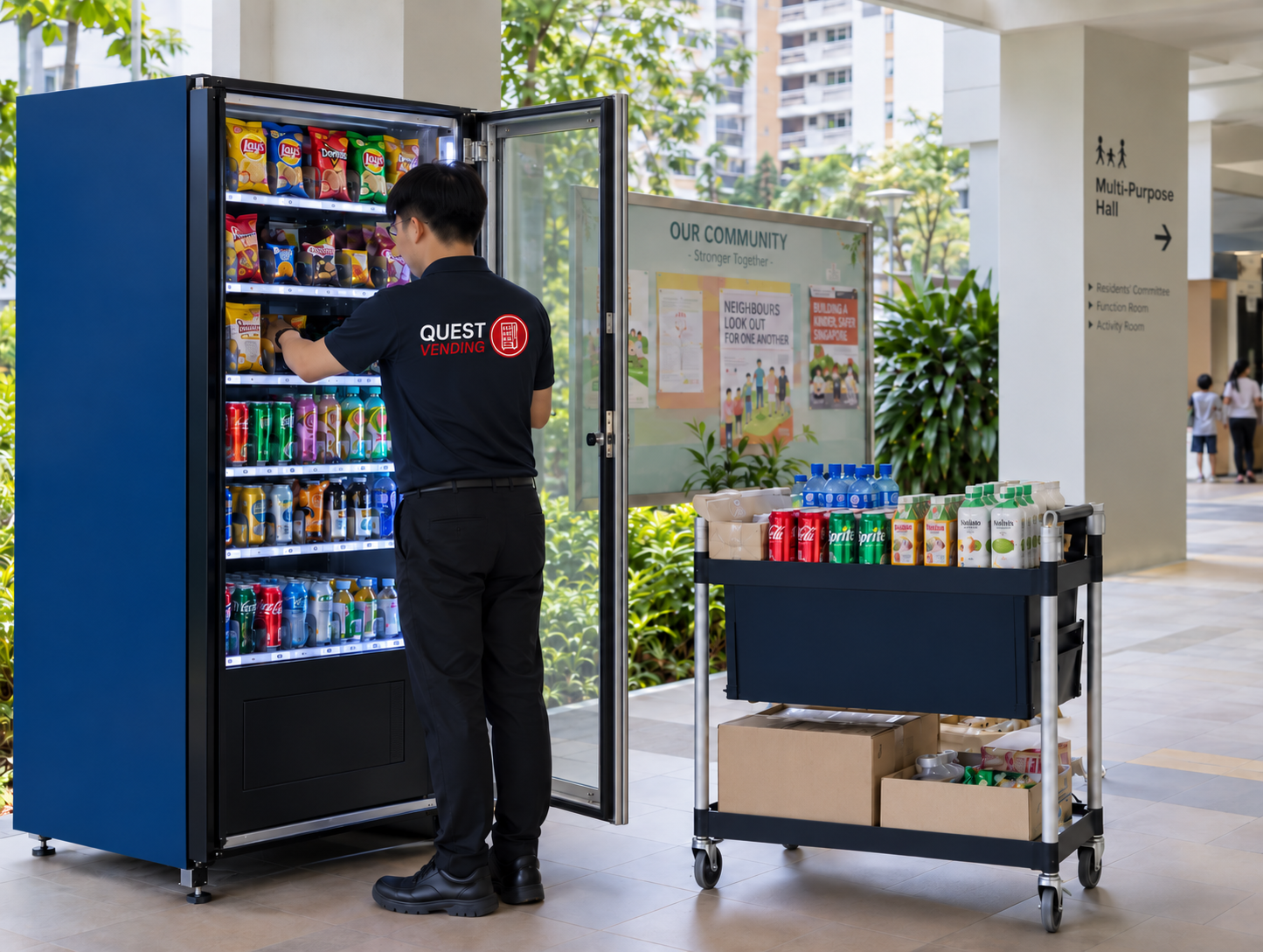 Managed vending service in a Singapore community facility